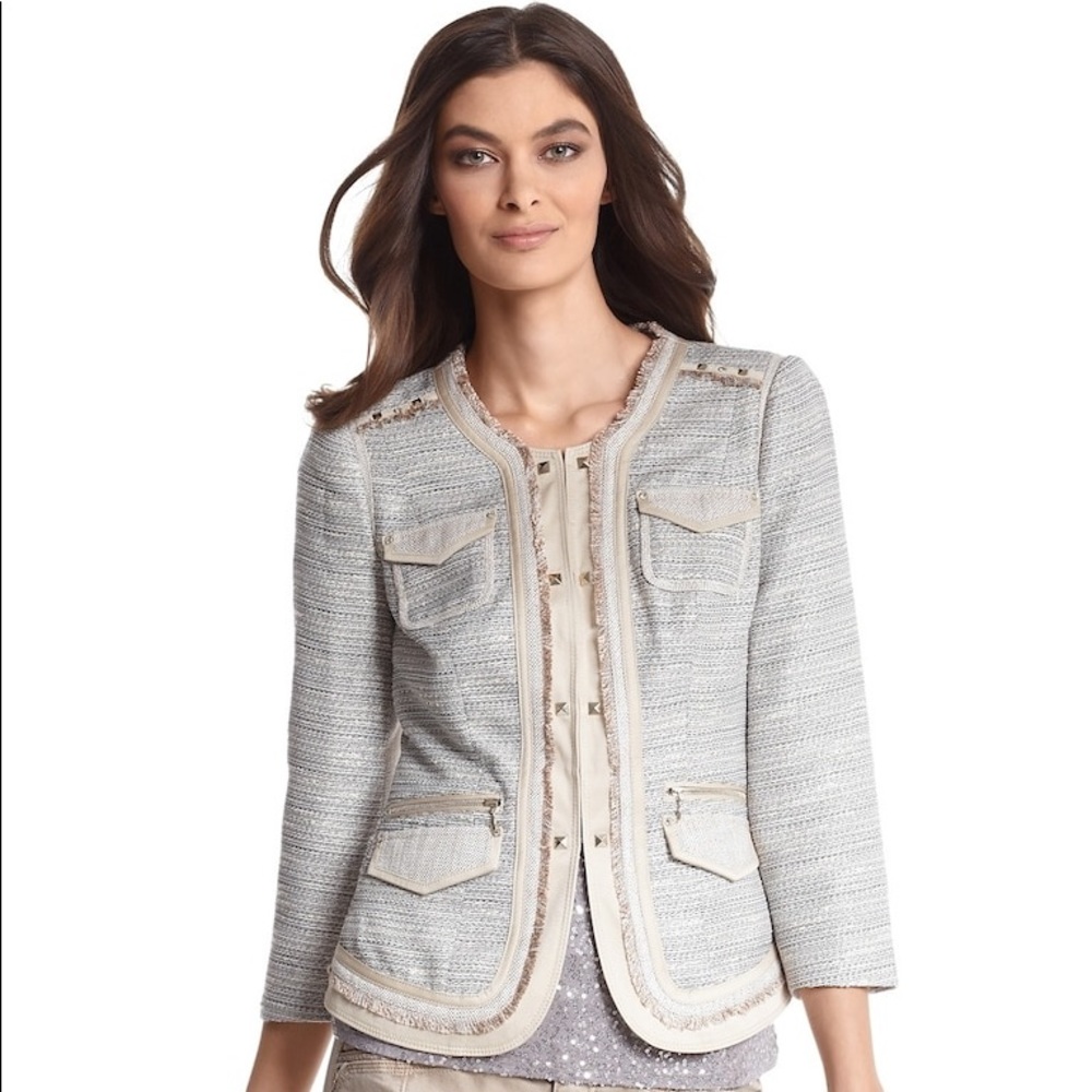 White House Black Market Tweed Patch Pocket Jacket